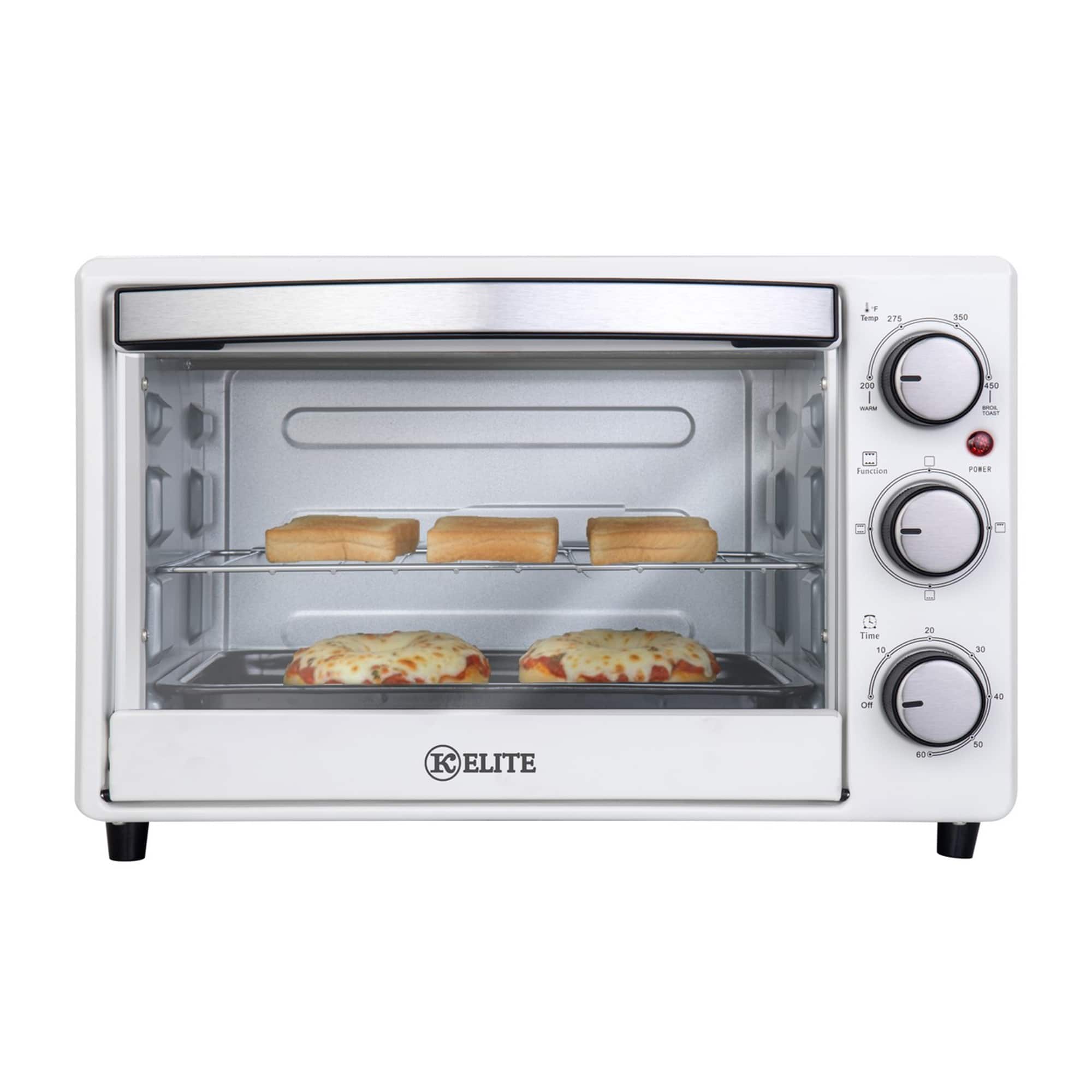 Kitchen Elite - Toaster Oven, Compact Countertop Appliance with Bake Tray - White