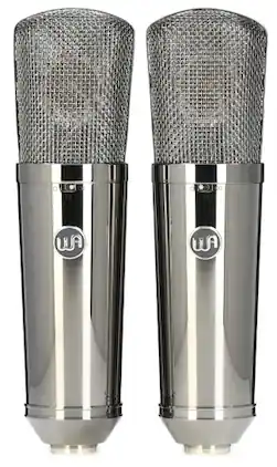 Warm Audio - Large-Diaphragm Condenser Microphone with 3 Switchable Polar Pattern, Highpass Filter and Mic Mounts, Stereo Pair - Limited Titanium-Style Finish