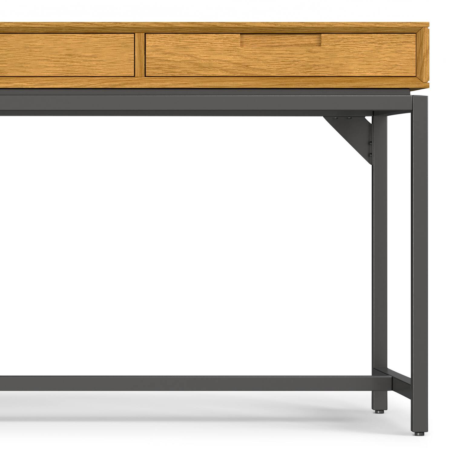 Alt View 8. Simpli Home - Banting 72 inch Wide Solid Wood Mid Century Wide Desk in Oak Veneer - Oak Veneer.