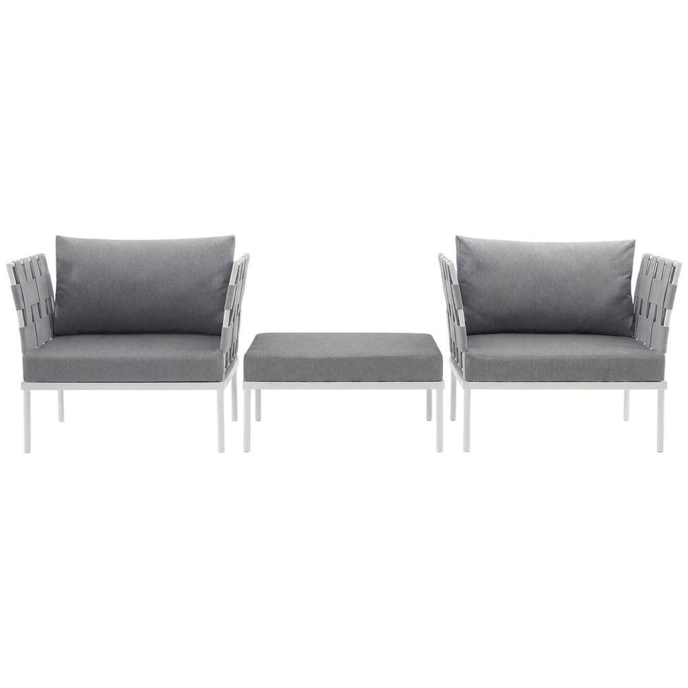 Back. Outdoor Escape - Outdoor Patio Aluminum Sectional Sofa Set Includes 3-Piece Lounge Furniture - White.