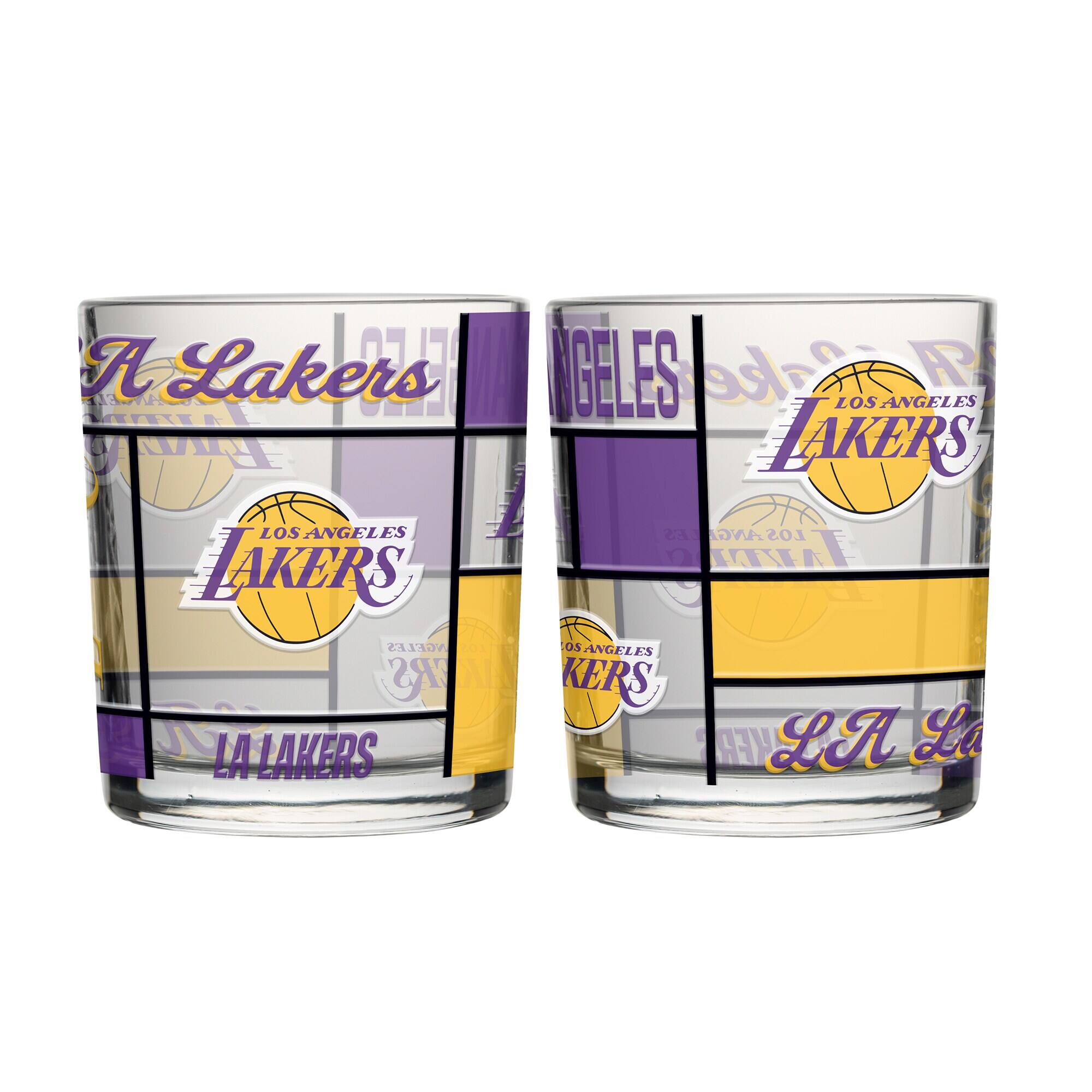 Logo Brands - Los Angeles Lakers 12oz. Quilted Stained Two-Pack Rocks Glass Set - Multicolor