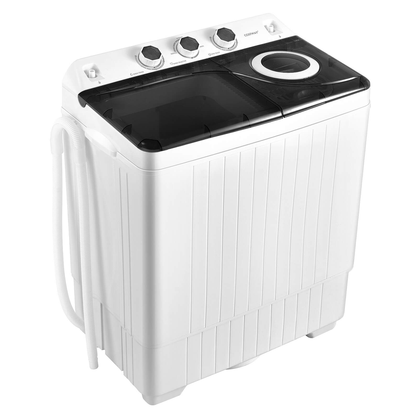 Alt View 10. Costway - Costway 26lbs Portable Semi-automatic Twin Tub Washing Machine with Drain Pump Black - Black.