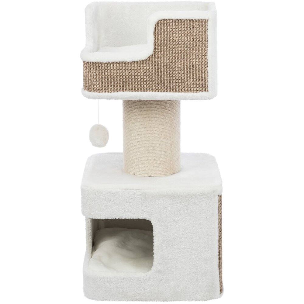 Back. TRIXIE - Ava XXL Jute & Plush 2-Level Cat Tree with Scratching Post & Condo - Brown/White.