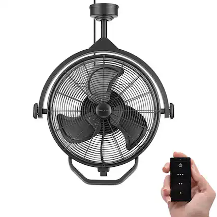Front. Honeywell - Honeywell Garage Ceiling Fan, 18” 3 Speed Indoor Outdoor Mount Fan, Matte Black - Matte Black.