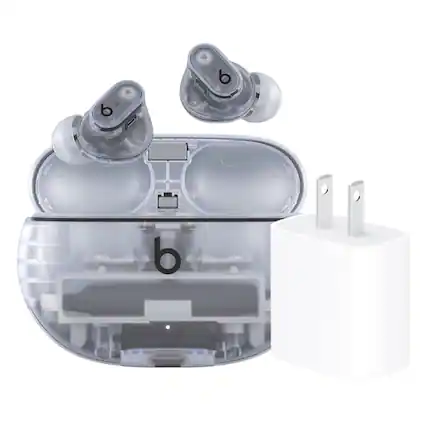 Front. Beats - Beats - Studio Buds + True Wireless Noise Cancelling Earbuds + Power Adapter - Transparent.