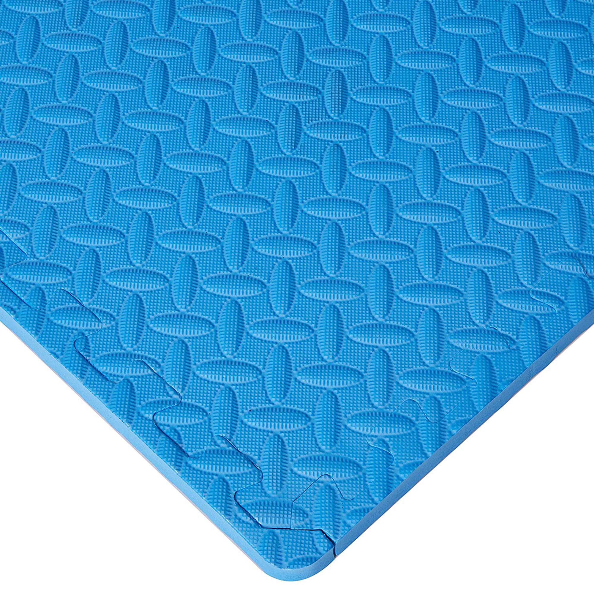 Alt View 4. BalanceFrom Fitness - BalanceFrom Fitness 96 Sq Ft Interlocking EVA Foam Exercise Mat Tiles, Blue - Blue.