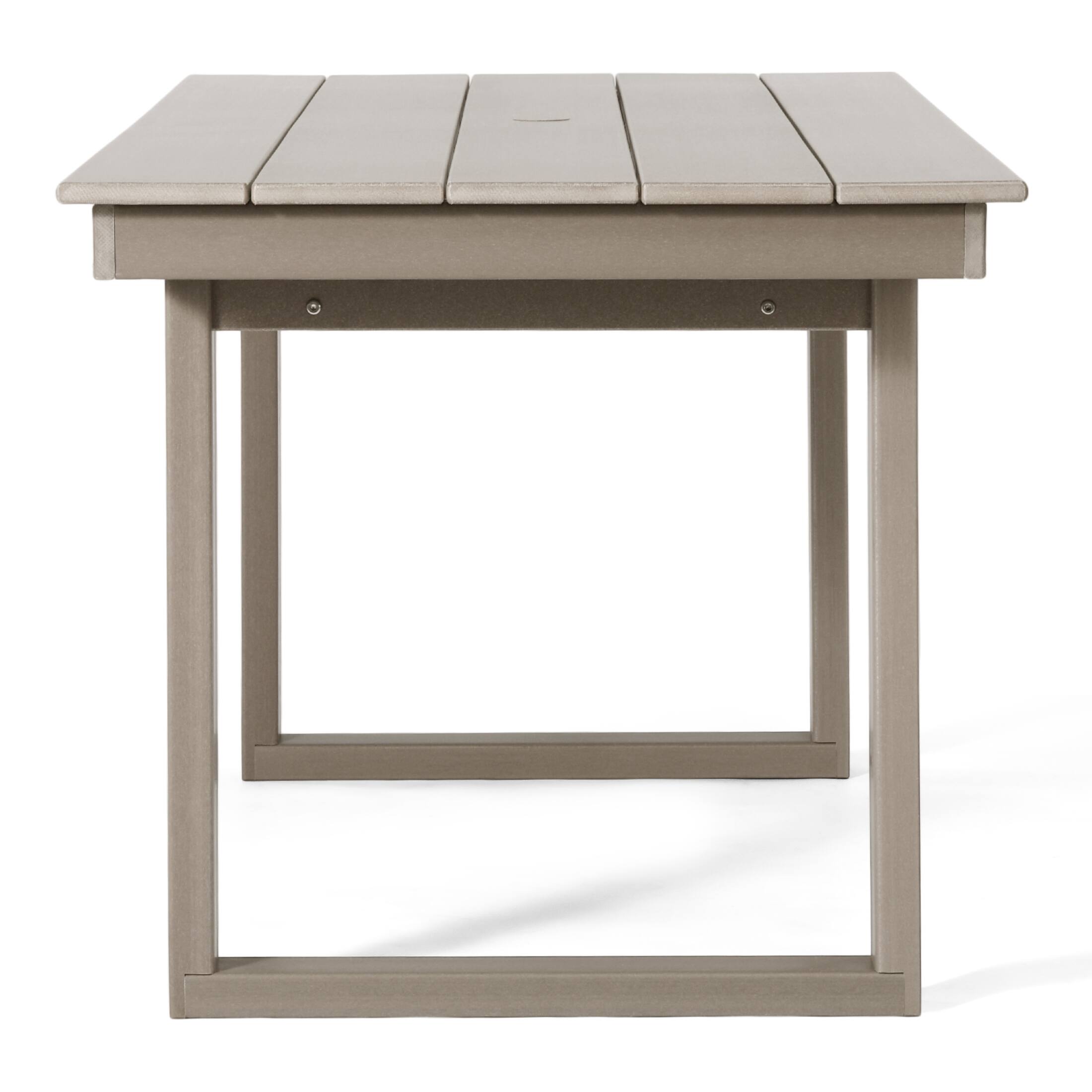 Back. WestinTrends - WestinTrends Paloma 68" Outdoor HDPE Modern Rectangular Patio Dining Table With Umbrella Hole - Weathered Wood.