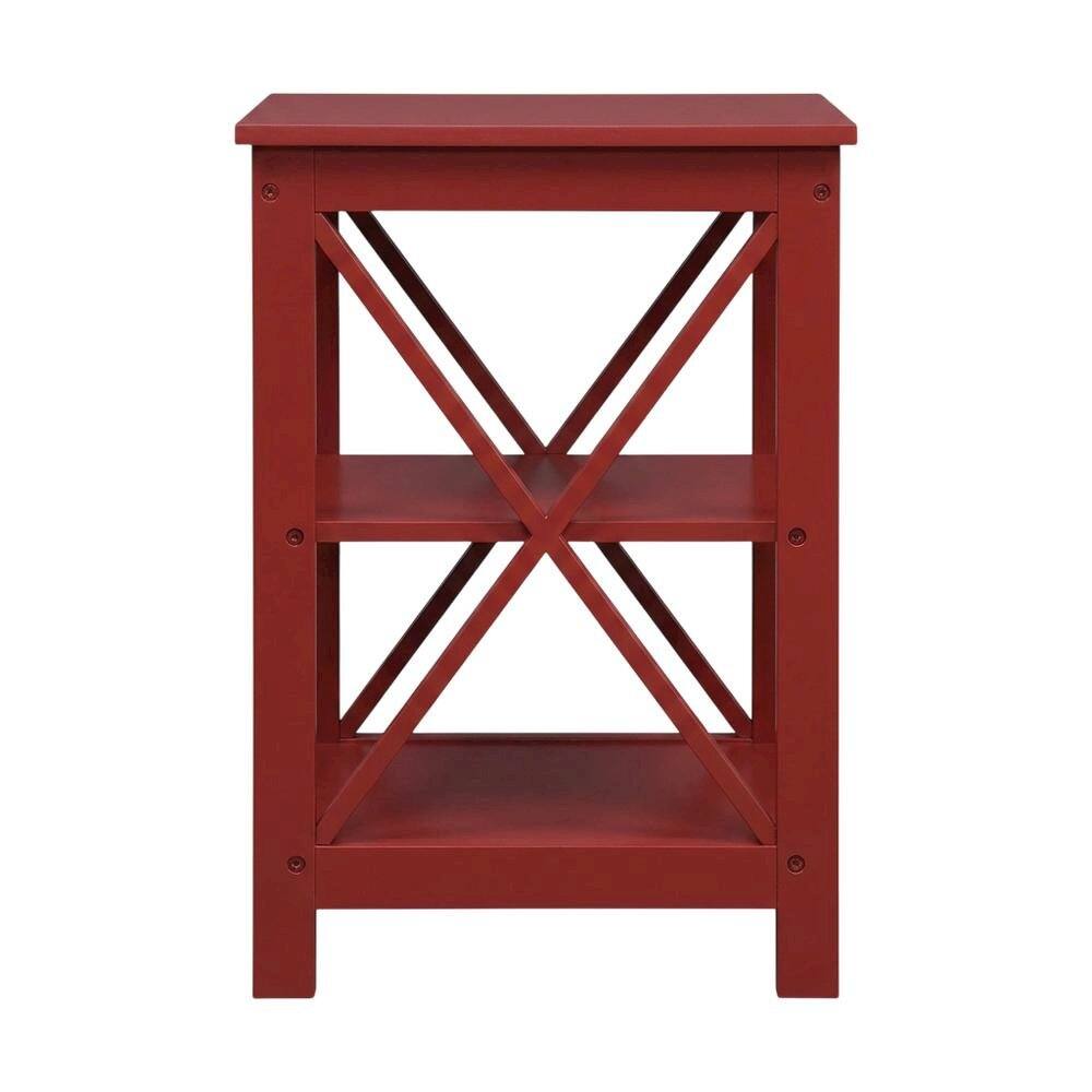 Angle. FurniFact - Cranberry Red End Table with Shelves and Transitional Style - Red.