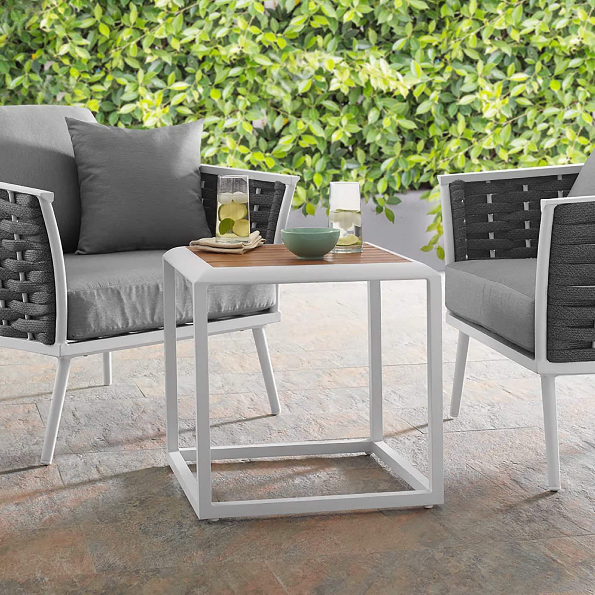Stance Outdoor Patio Aluminum Side Table by Modway - White Natural