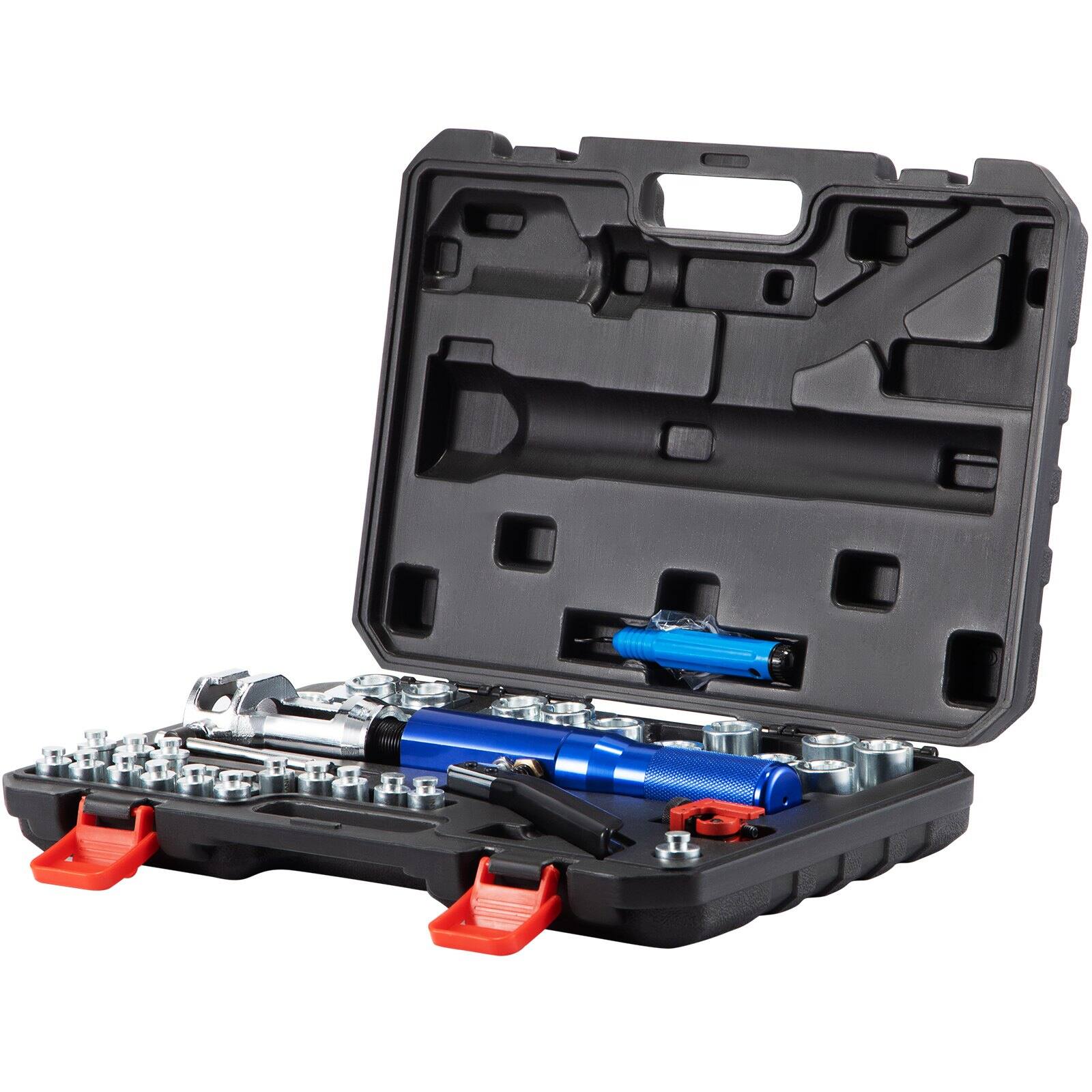 Front. Glintex - Hydraulic Flaring Tool Kit 45° Double Flare with Cutter and Deburrer, 3/16"-1/2" 32 PCS Brake Line Repair Set - Natural.