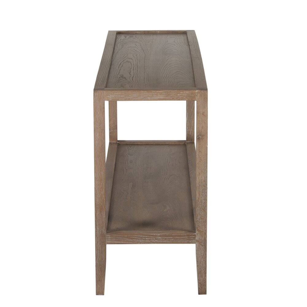 Alt View 1. Porter Designs - Lowell Solid White Oak Wood Console Table - Brown.