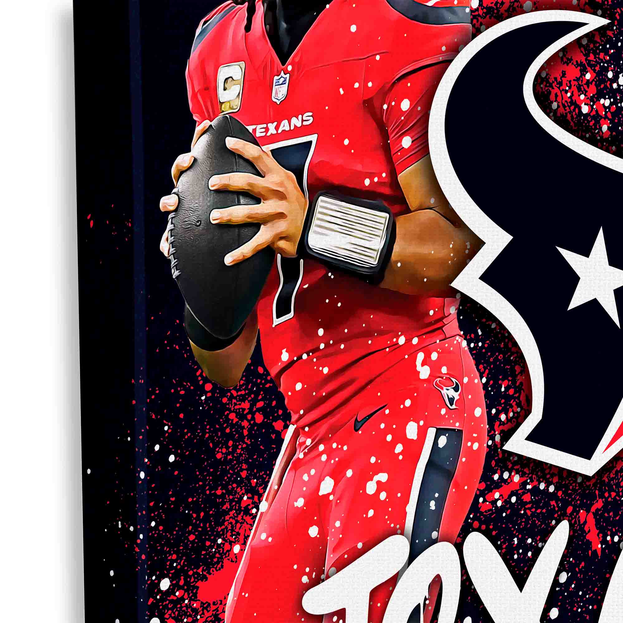 Alt View 3. Open Road Brands - C.J. Stroud &-Joe Mixon 12" x 12" Logo Splash Canvas Art - Blue.