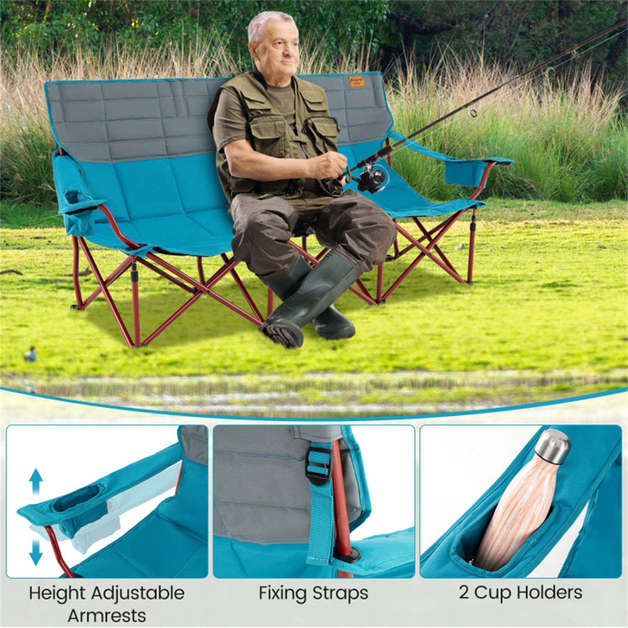 Height Adjustable Armrests  
Fixing Straps  
2 Cup Holders