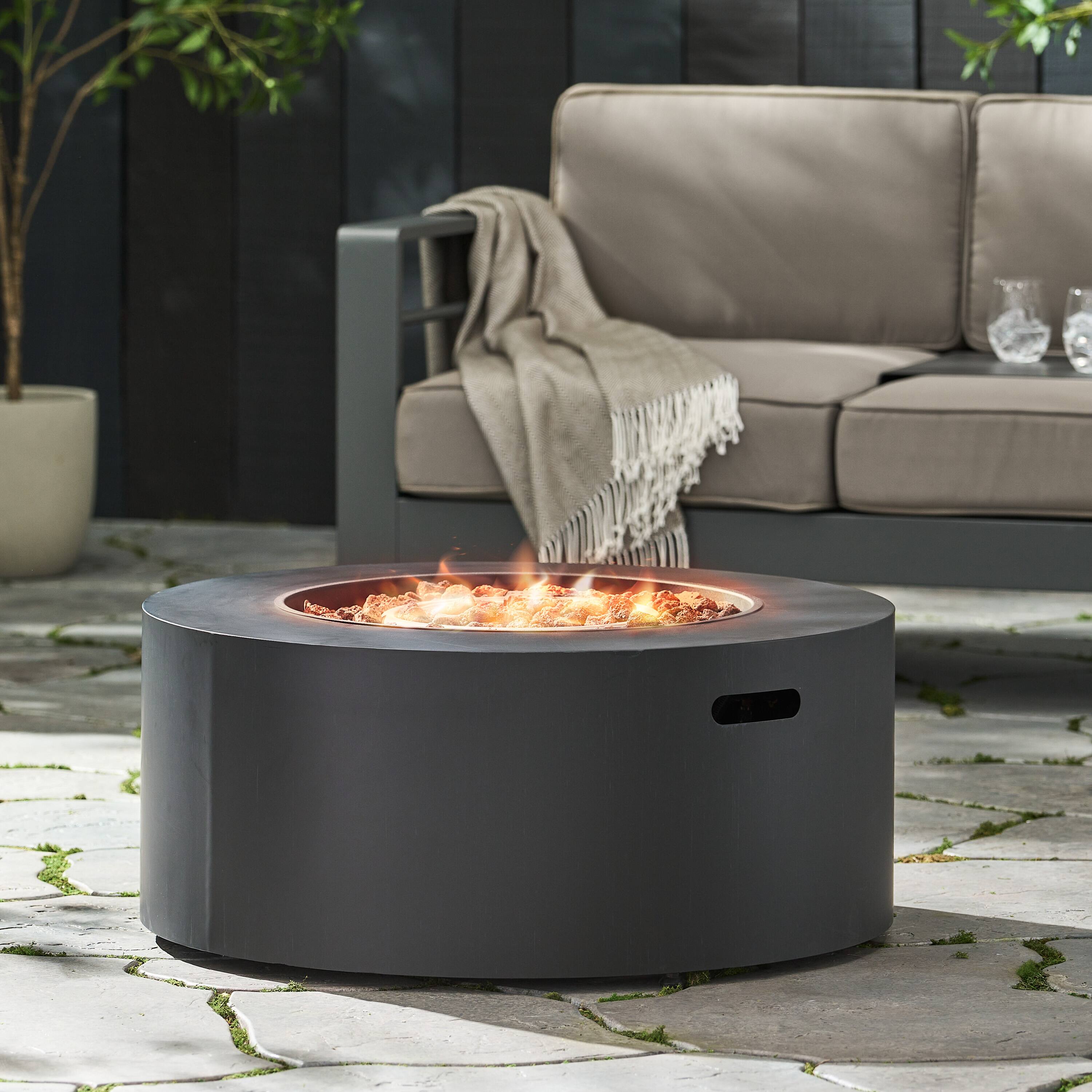 Alt View 1. APRILSOUL - 32 inch Patio 40000 BTU Round Iron Propane Fire Pit Dark Grey Tank Cover not Included - DARK GREY.