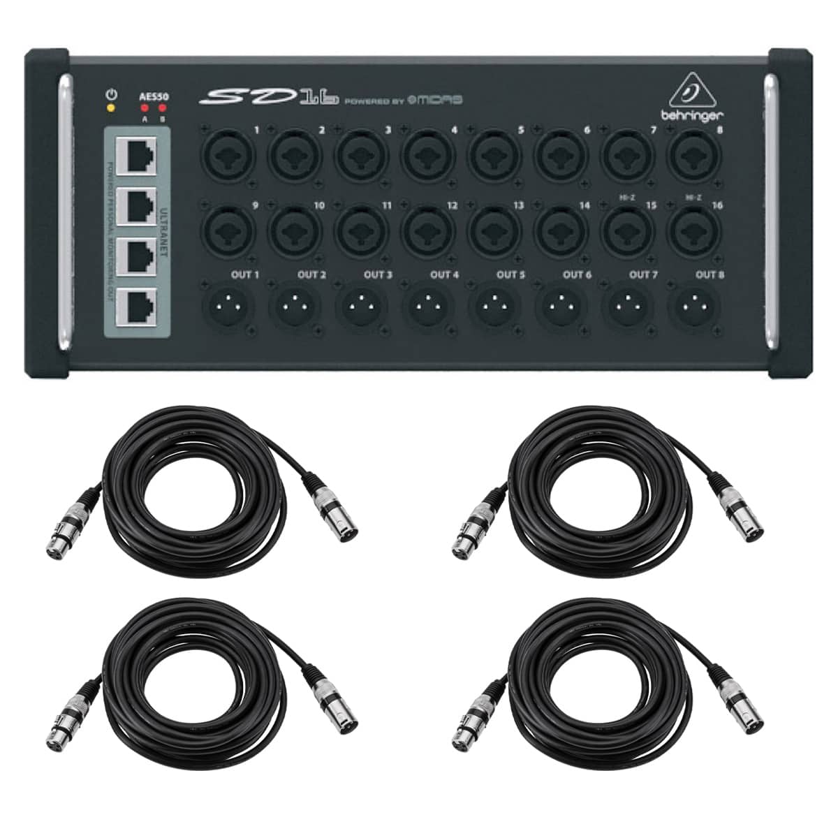 Behringer - SD16 I/O Stage Box with 16x Remote-Controllable MIDAS Preamps, Bundle with 4x 25' Value Series XLR M to F price history on PriceWatchPro