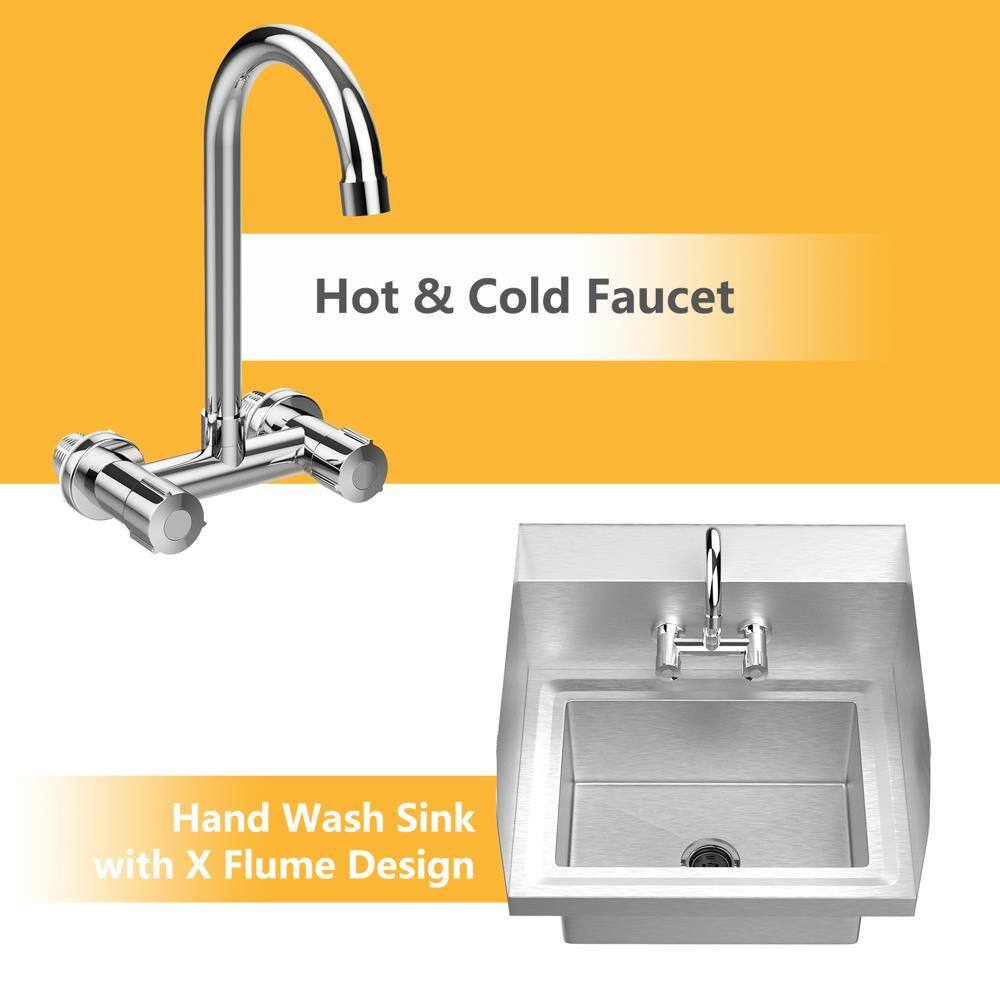 Hot & Cold Faucet Hand Wash Sink with X Flume Design