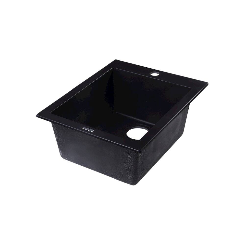 Alt View 4. Alfi - ALFI brand Black 17 Drop-In Rectangular Granite Composite Kitchen Prep Sink - Black.