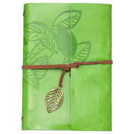 Unique Bargains - A6 Leather Cover Loose Leaf Journal, 7.28x5" Travel Refillable Leather Diary Gift with 100GSM Kraft Paper - Green