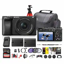 Sony - a6400 Mirrorless Camera with 16-50mm f/3.5-5.6 II Lens (Black) - Bundle