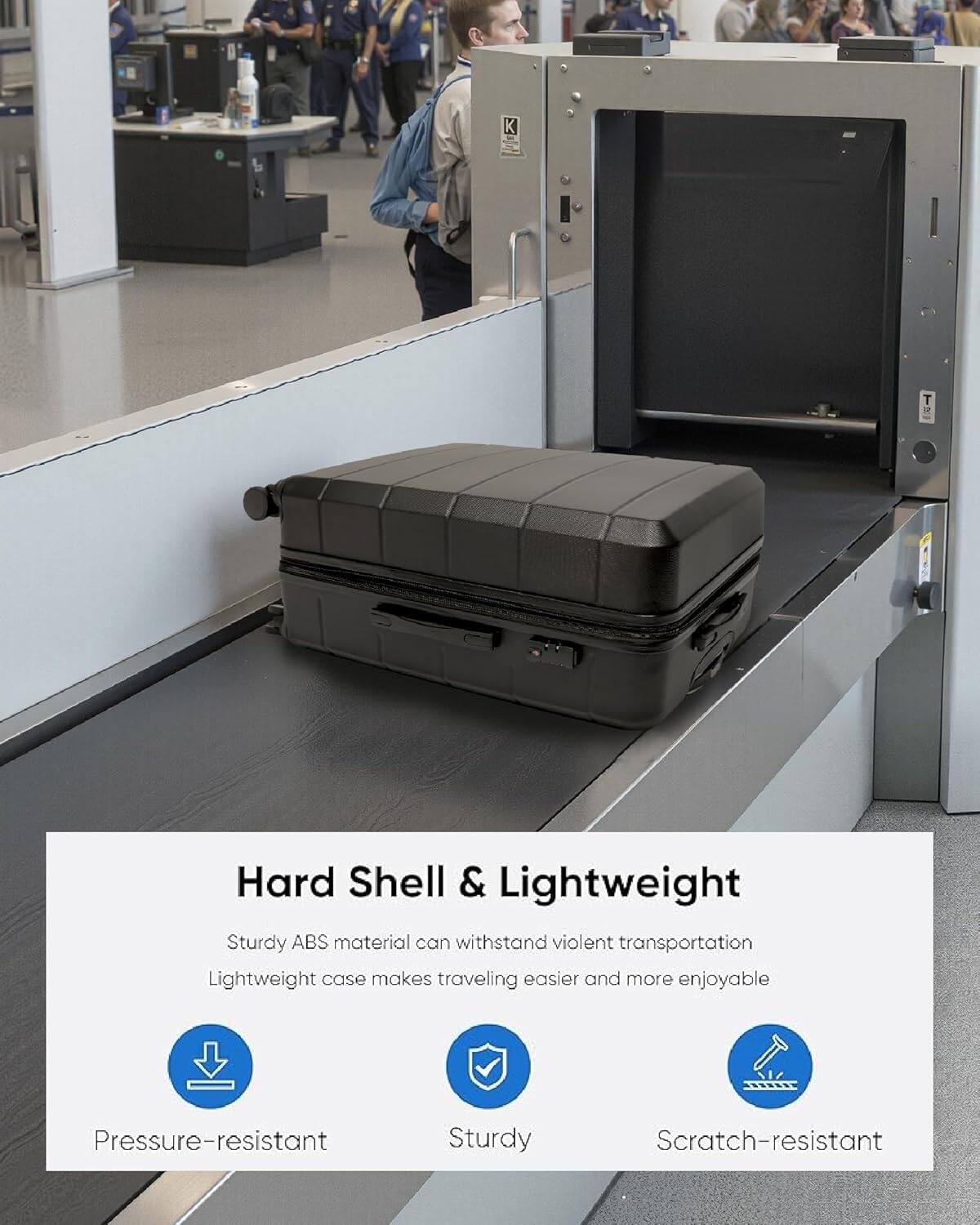 Hard Shell & Lightweight

Sturdy ABS material can withstand violent transportation  
Lightweight case makes traveling easier and more enjoyable

- Pressure-resistant
- Sturdy
- Scratch-resistant