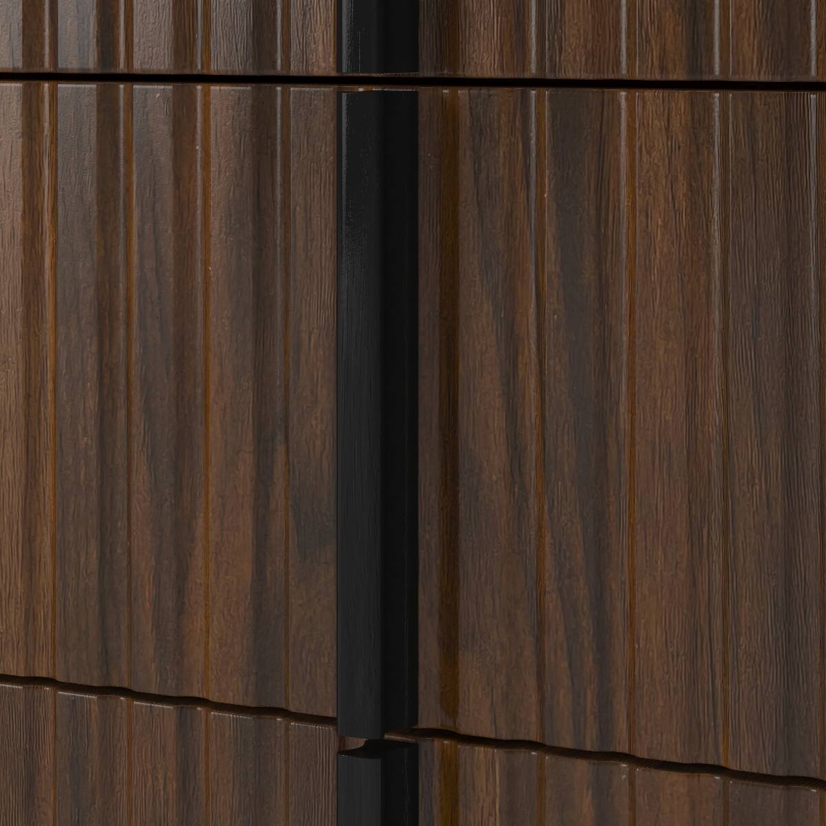Alt View 3. Loheer - Loheer Three Drawer Nightstand Walnut Pair with Vertical Stripe Design - Walnut.