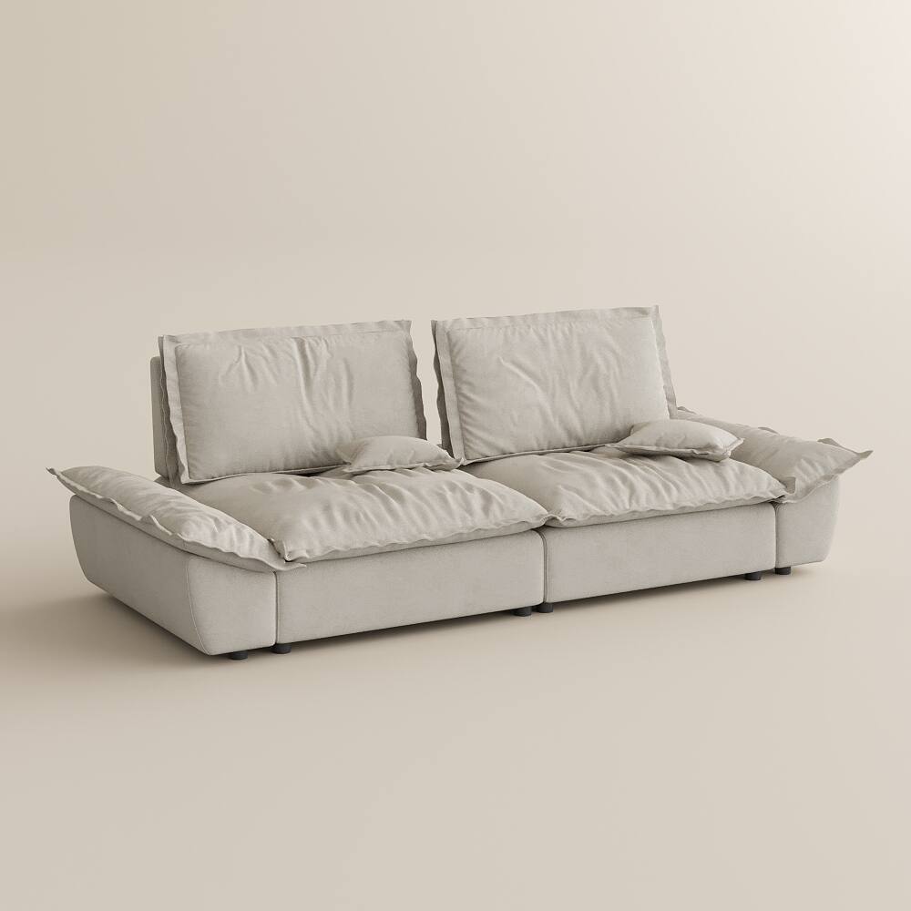 Alt View 8. POVISON - 104.33" Sailboat Deep Sofa Stain Resistant Cozy Couch with Adjustable Backrest - Beige Suede Fabric.