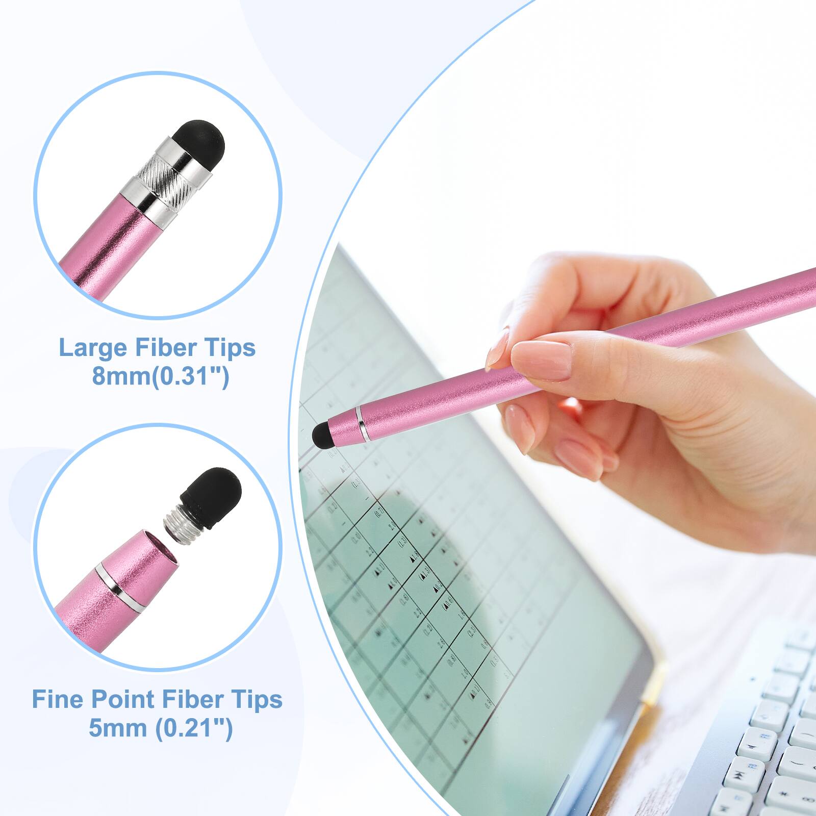 Large Fiber Tips 8mm (0.31")  
Fine Point Fiber Tips 5mm (0.21")