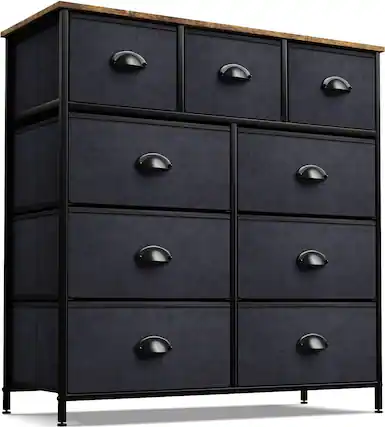 Front. Sorbus - Sorbus 9 Drawers Dresser - Furniture Storage for Bedroom, Closet, and More - Steel Frame, Wood Top, Fabric Bins - Wood Top.