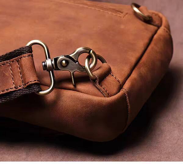 Alt View 2. Steel Horse Leather - Erling Leather Sling Bag | Crossbody Leather Pack - Brown.