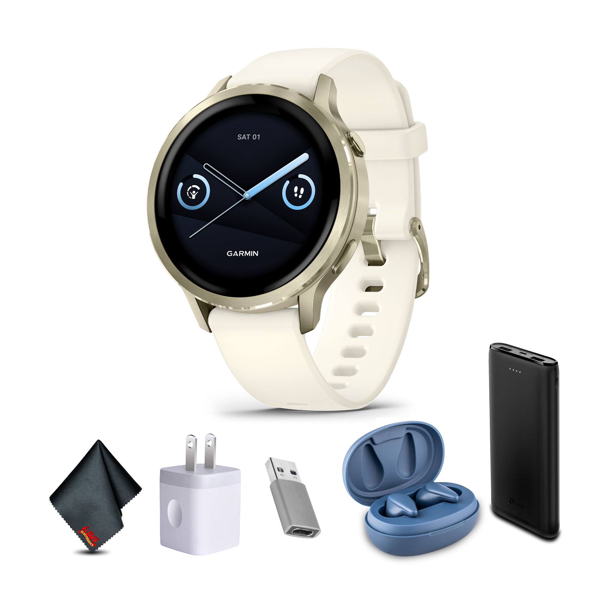 Garmin - Venu 4, 41mm, Advanced Health and Fitness GPS Smartwatch, Lunar Gold with Bone Silicone Band - Lunar Gold with Bone - (2025)