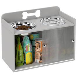 Pawhut - Dog Bowls with Storage - Gray