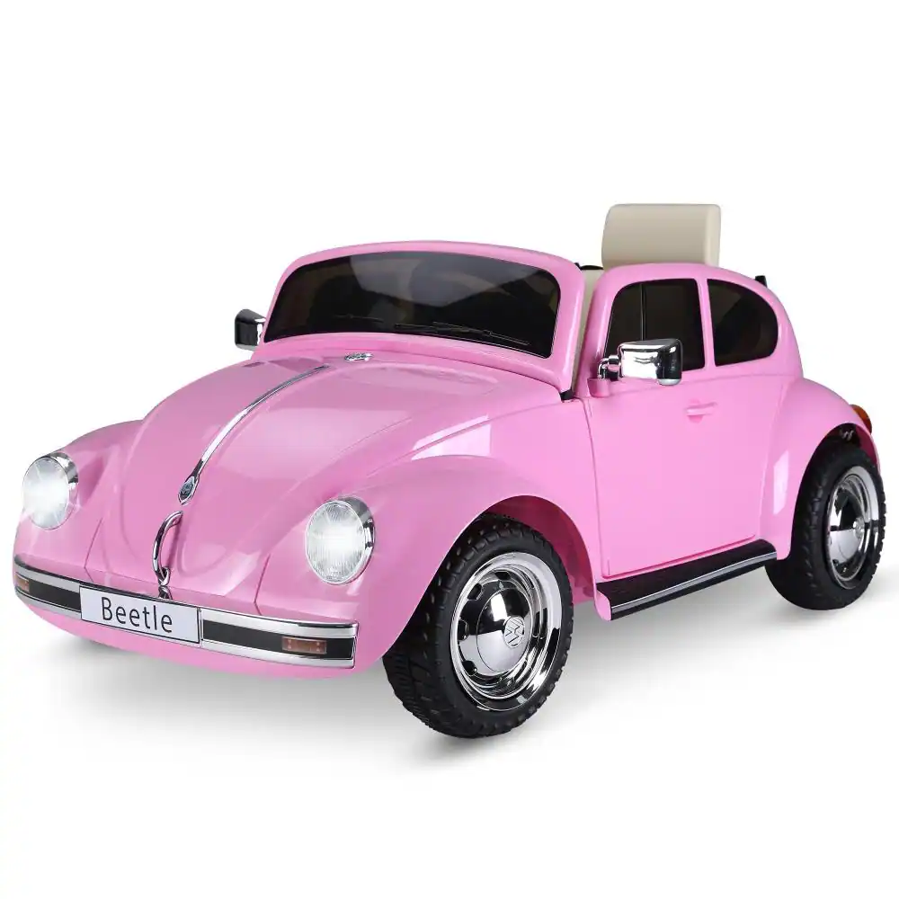 BreeBe - Aosom Licensed Volkswagen Beetle 6V Kids Electric ride on Car with Remote, Music, Horn, Lights, MP3, Age 3-6 - Pink