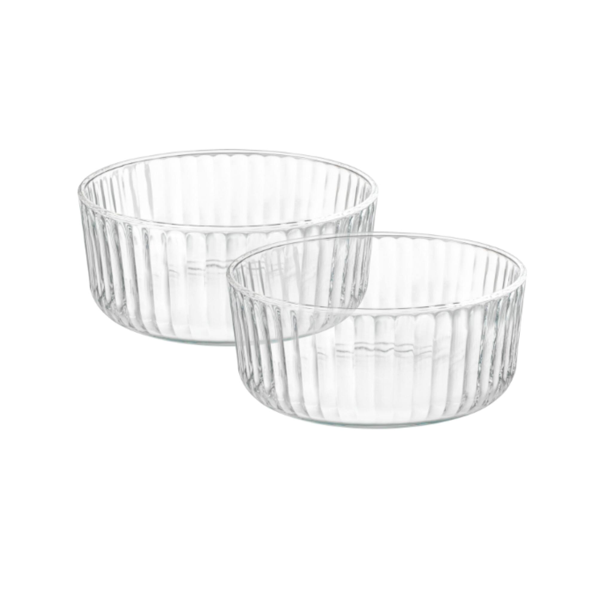 Front. Bormioli Rocco - Bormioli Rocco Exclusiva Serving Bowls Set of 2, 30.5 Oz Stackable Glass Dishes - Clear.