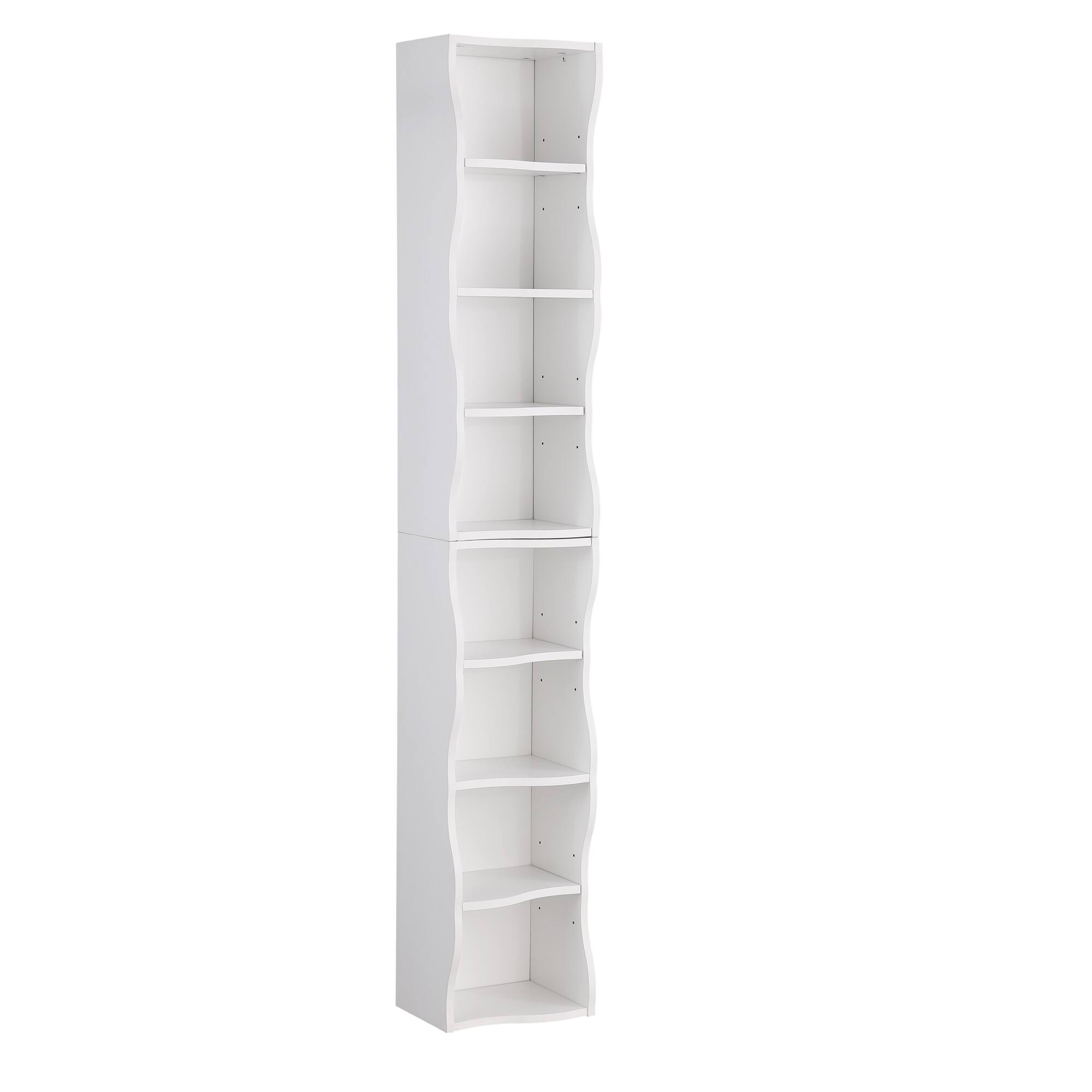 Alt View 9. GOODSILO - Ultra-Thin Adjustable Shelf Bookcase with Wavy Border Design for Home and Office Storage Solutions - White.