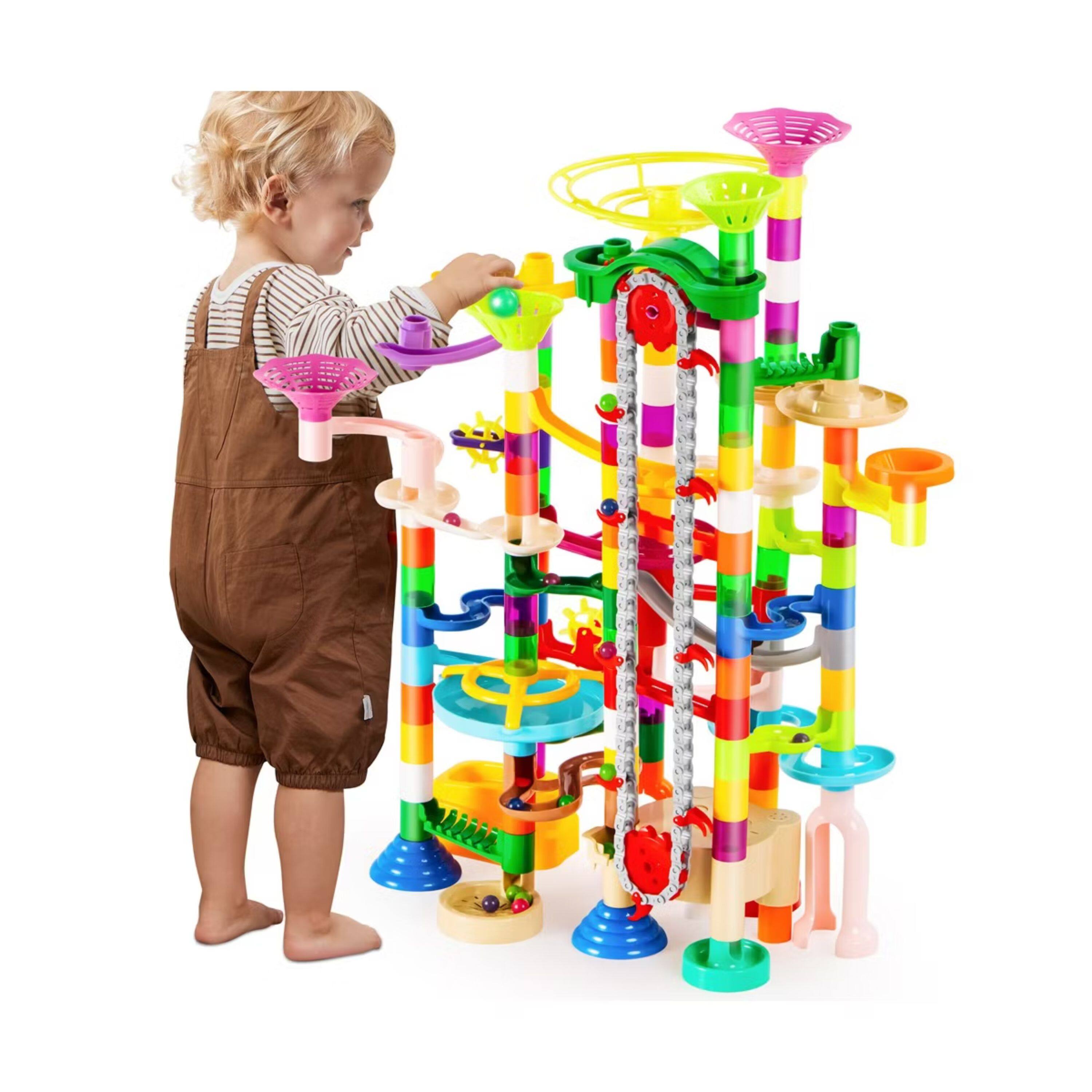 Alt View 4. Joyfy - 236Pcs Marble Run Glow-in-the-Dark Glowing Marble Run with Motorized Elevator- Construction Building Blocks Toys - Multicolor.