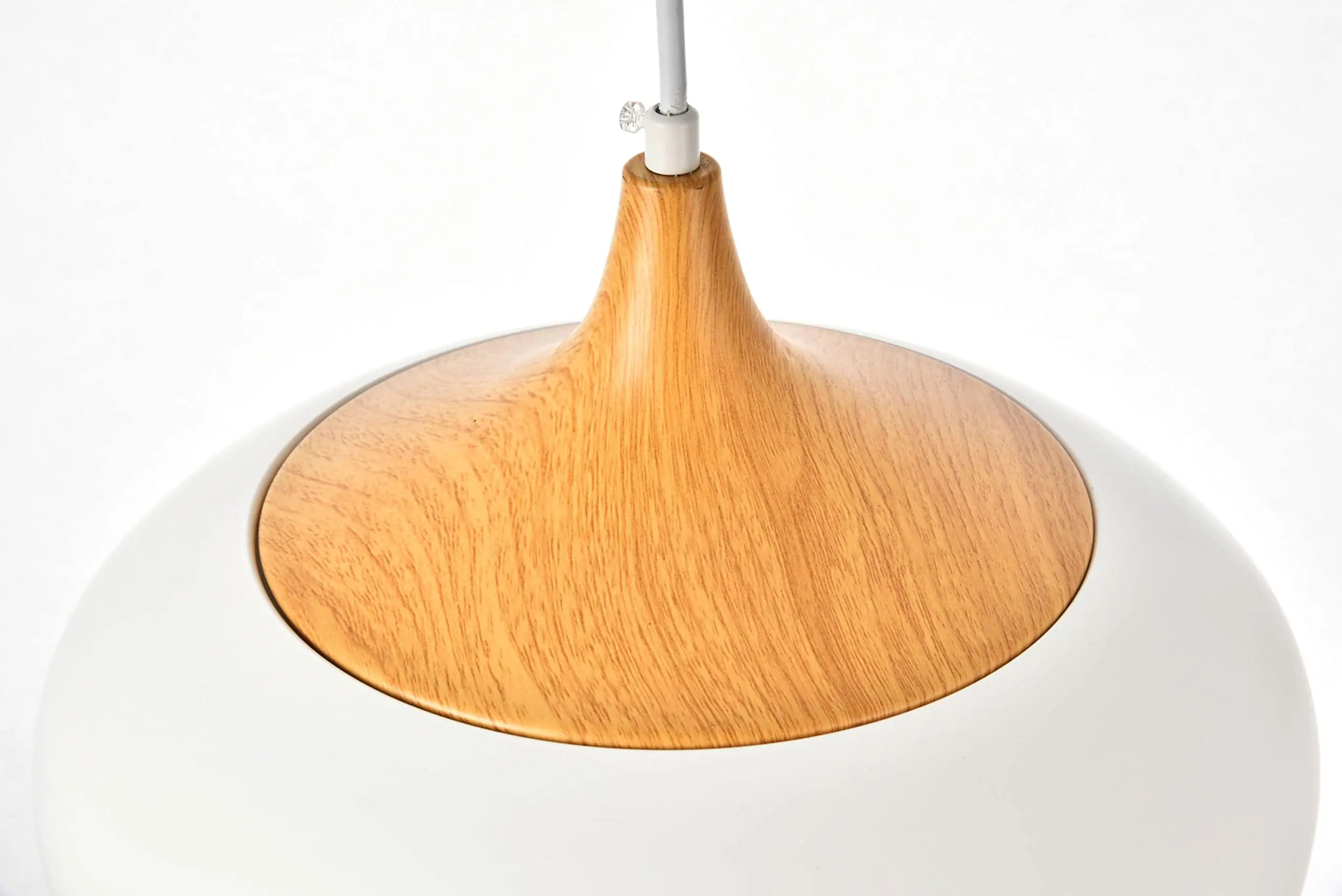 Alt View 2. Living District - Nora Collection Pendant D11.5in H9in Lt:1 frosted white and natural wood finish - White And Natural Wood.