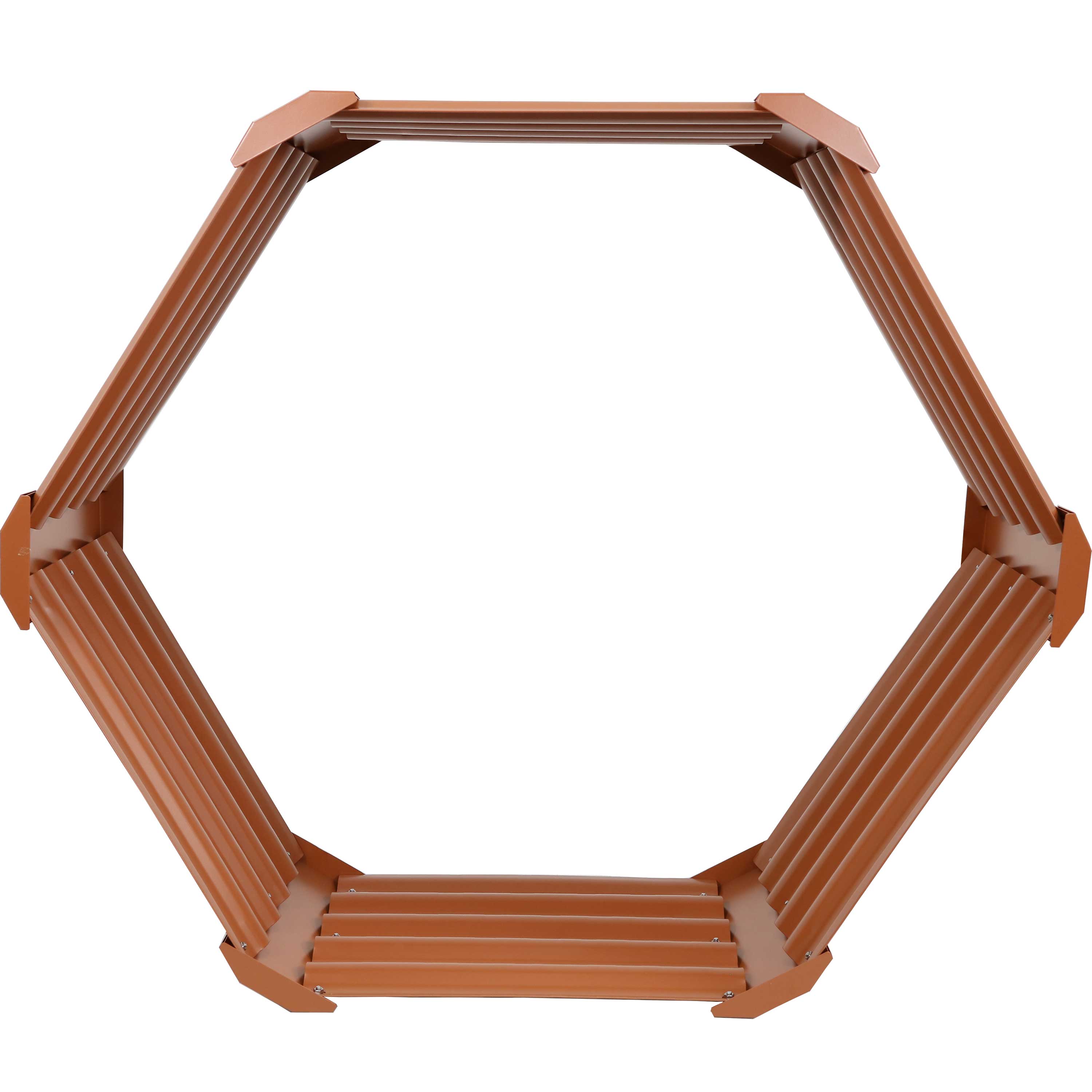 Alt View 8. Sunnydaze - Powder-Coated Steel Hexagon Raised Garden Bed - 41 in - Brown.
