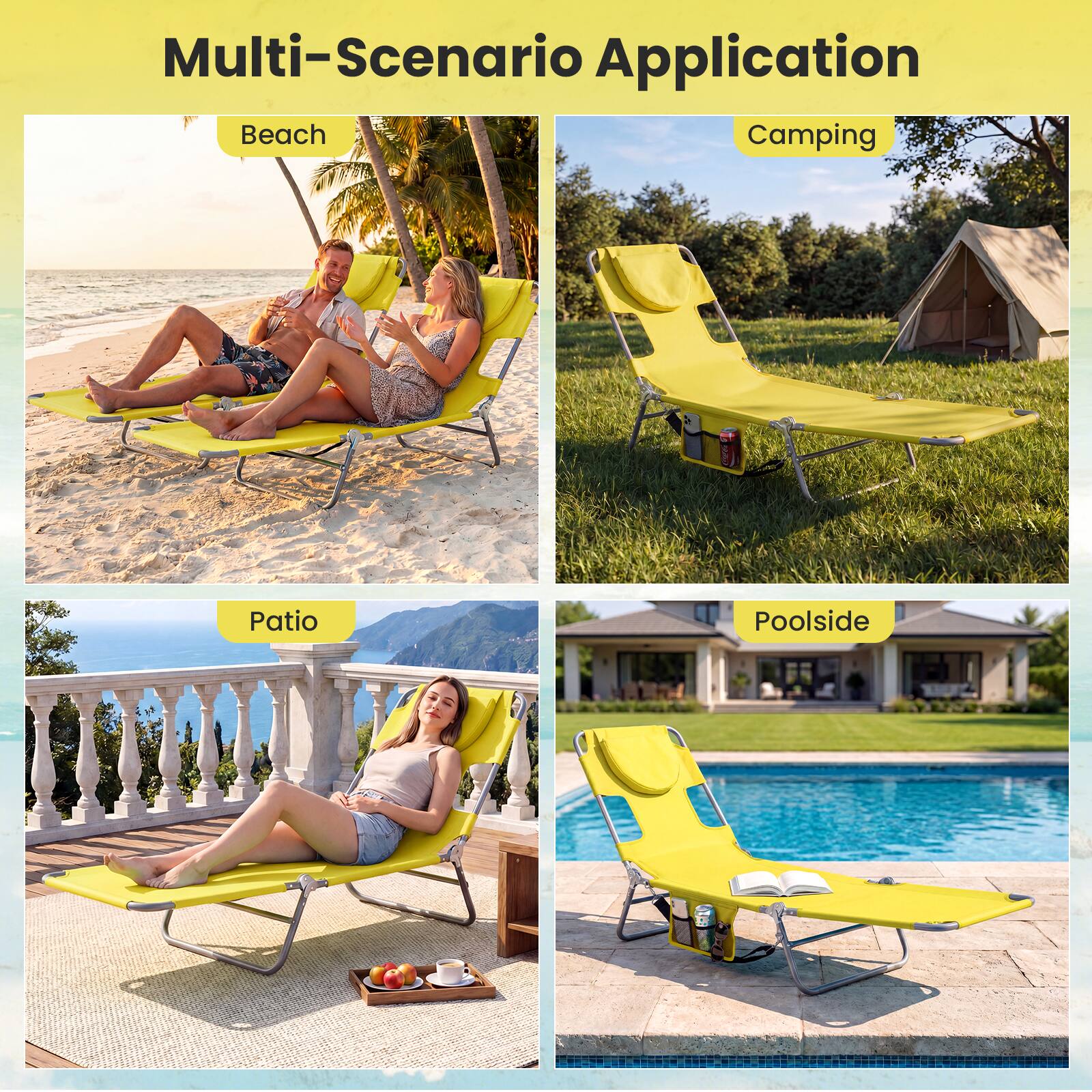 Multi-Scenario Application

- Beach
- Camping
- Patio
- Poolsides