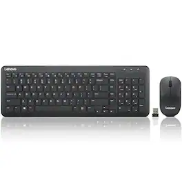 Lenovo - 300 Wireless Keyboard & Mouse Combo, 2.4 GHz Nano USB-A Receiver, Compact Design, 11 Fn Keys, Batteries Included - Black