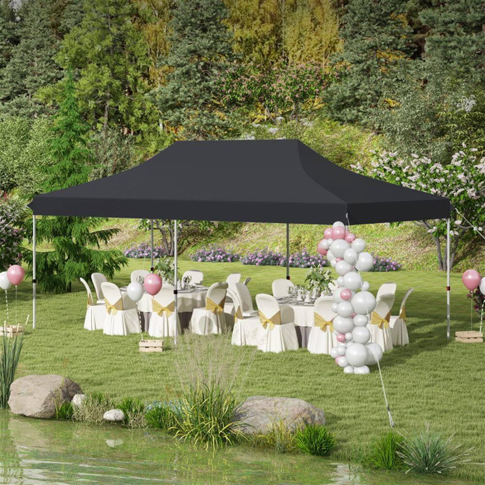Angle. Kadyn - Canopy, Outdoor Canopy Tent,10 X 20 FT Pop up Canopy Tent Foldable Portable Outdoor Gazebo with Carry Bag-Black.
