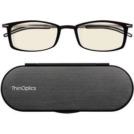 ThinOptics - Brooklyn 2.0 Strength Blue Light Blocking Glasses with Milano Case - Black