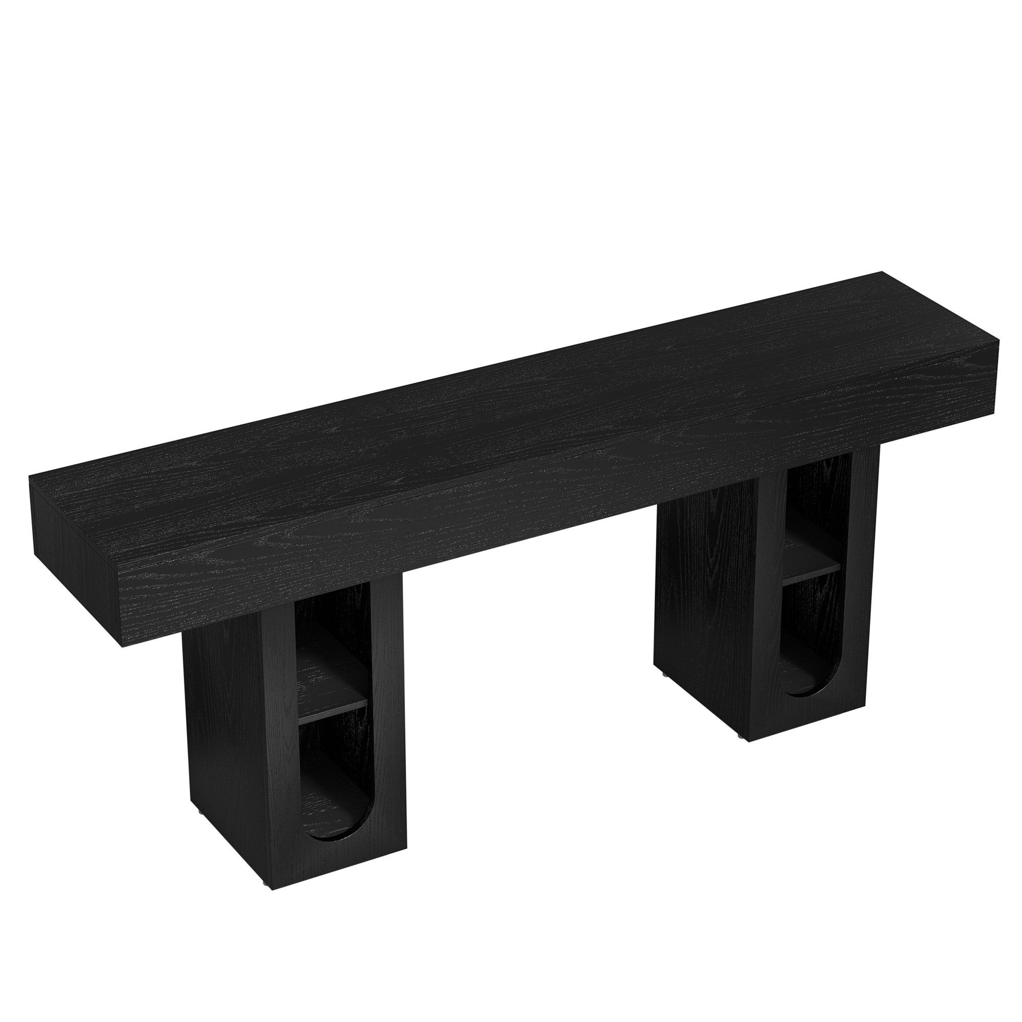 Back. Whisen - 71-Inch Long Console Table with Built-in Power Outlet and Adjustable Shelves-Black - Black.