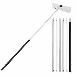 RYHNUYNE - Snow Roof Rake, 26 in Aluminum Blade, 7.5-20 ft Adjustable Handle, Wheels, Lightweight Roof Snow Removal Tool - Black+Silver