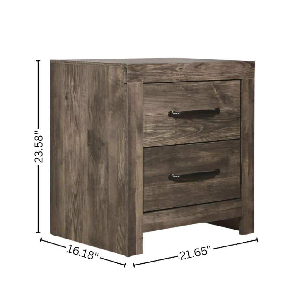 FurniFact - Elegant 2 Drawer Wooden Nightstand – Black Wood Nightstand for Bedroom Use - Greige price history on PriceWatchPro