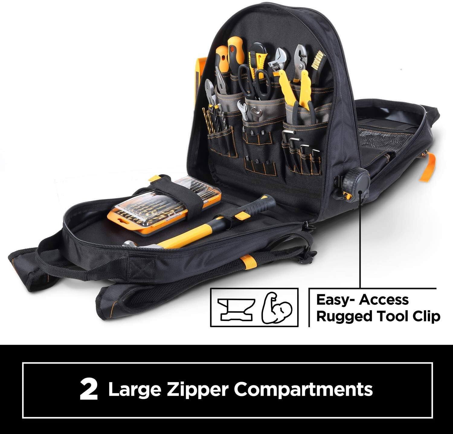Easy-Access Rugged Tool Clip  
2 Large Zipper Compartments