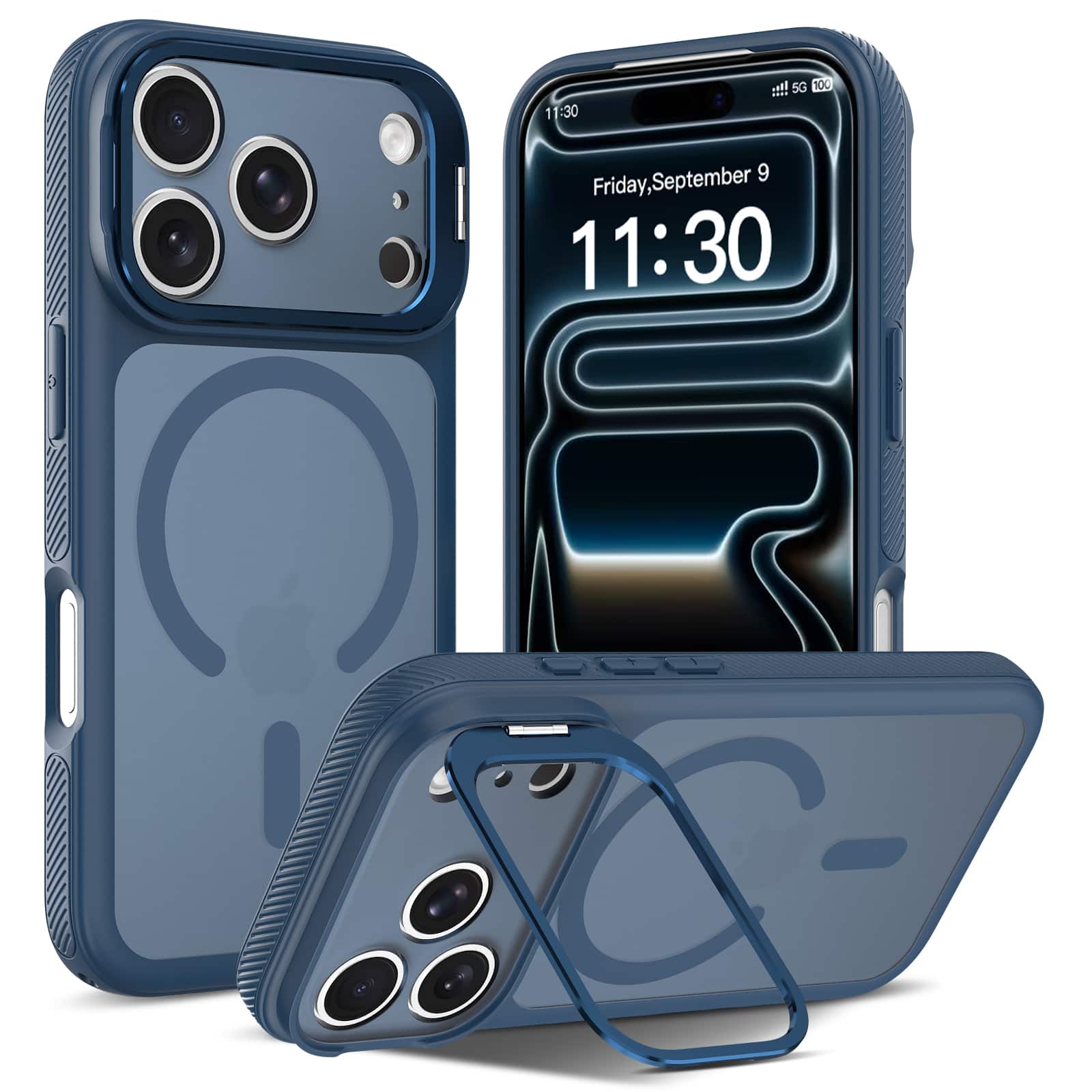 Dteck - Magnetic Case for iPhone 17 Pro, Compatible with MagSafe, Matte Translucent Back Cover with Kickstand - Navyblue price history on PriceWatchPro