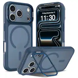 UUCOVER - Magnetic Case for iPhone 17 Pro Max,Shockproof TPU+PC Matte Case Compatible with MagSafe Hidden Camera Kickstand Cover - Navyblue