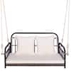 Front. Gymax - Gymax Outdoor Wicker Porch Swing 2-Person Hanging Seat w/ Seat & Back Cushions Backyard - Mix Gray, White.