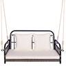 Gymax - Outdoor Wicker Porch Swing 2-Person Hanging Seat w/ Seat & Back Cushions Backyard - Mix Gray, White