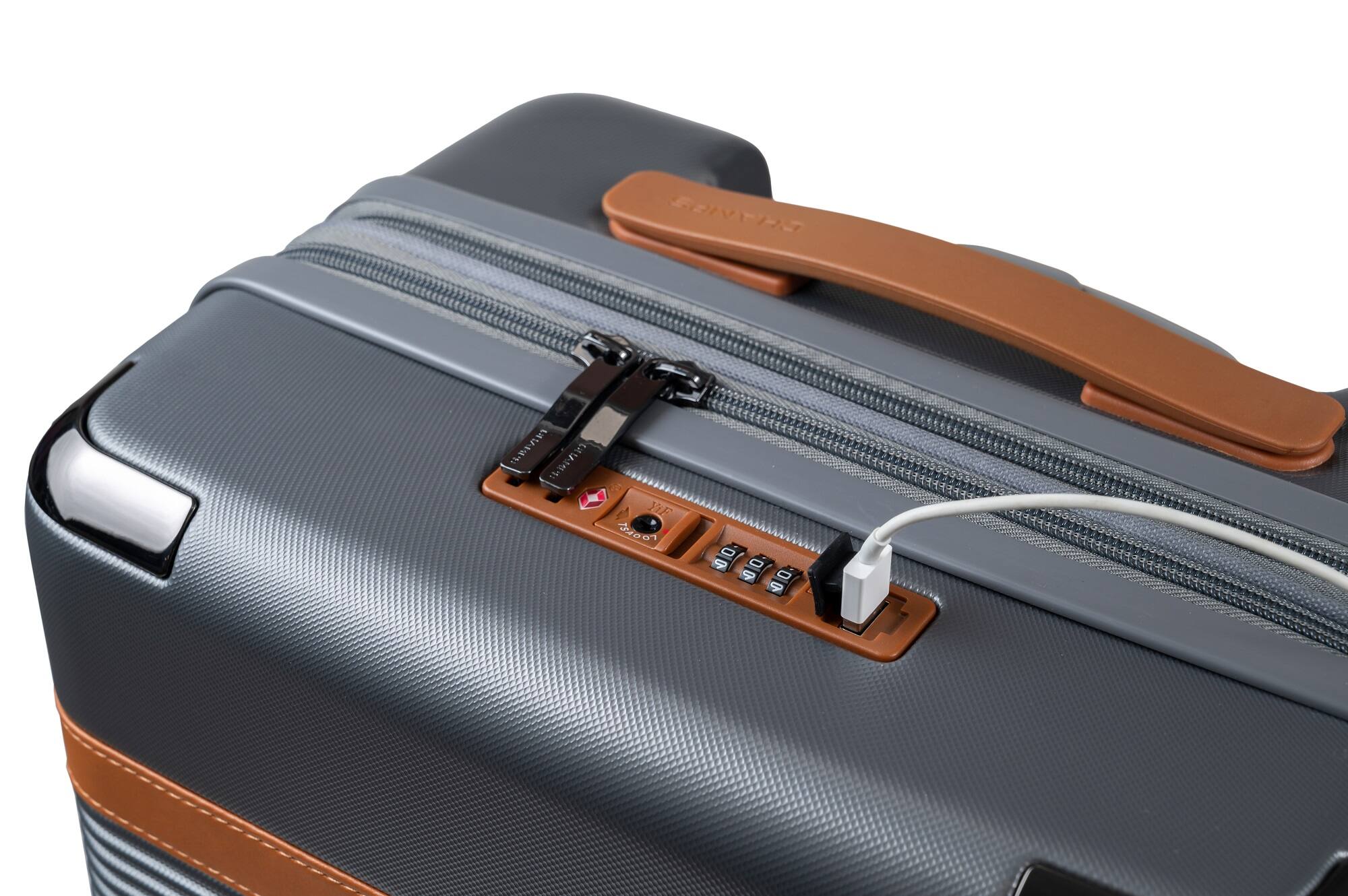 Back. Champs - Vintage III 3-Piece Hardside Luggage Set - Grey.